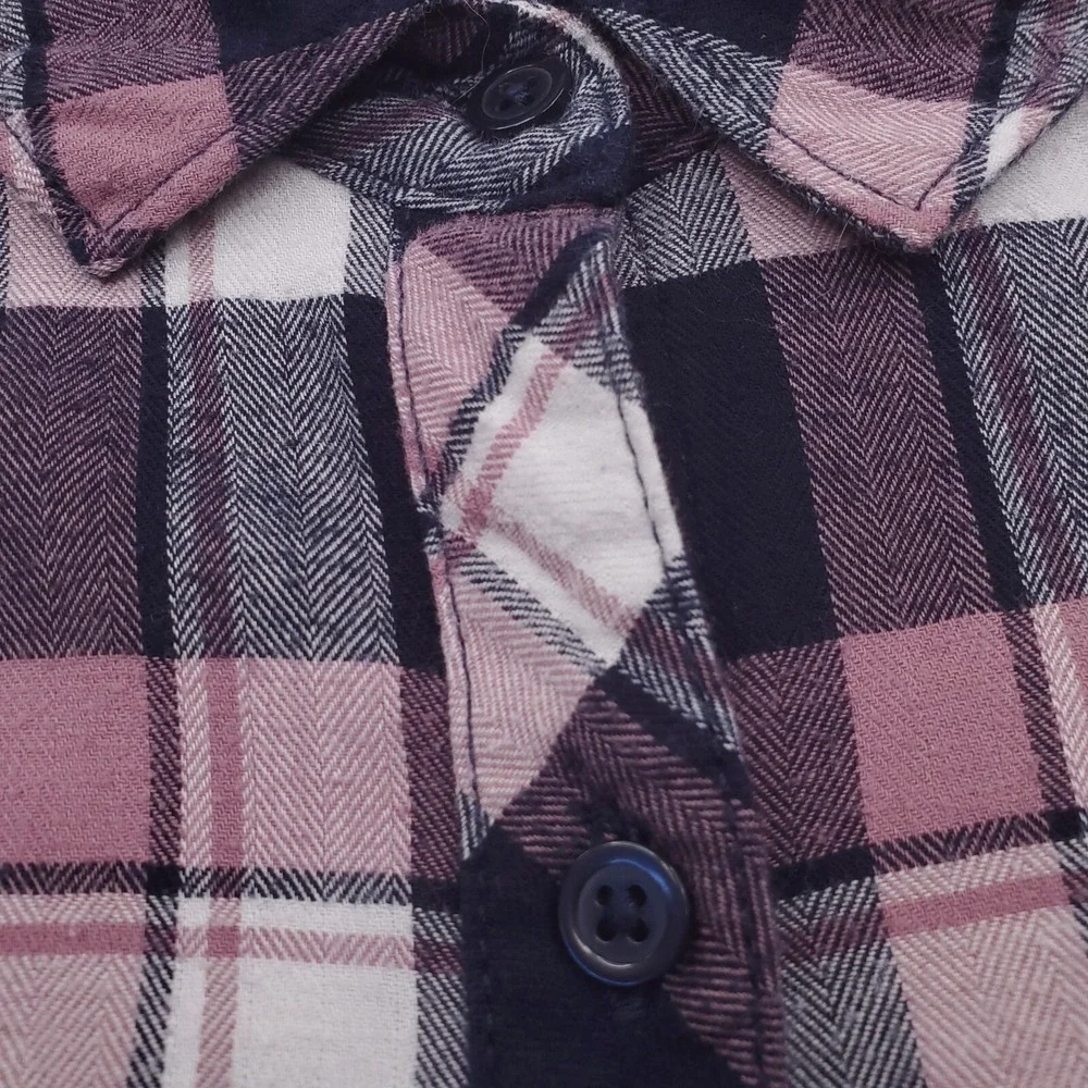 Orvis Shirt Womens Large Blue Pink Flannel Plaid Tartan Lightweight Camp Cabin